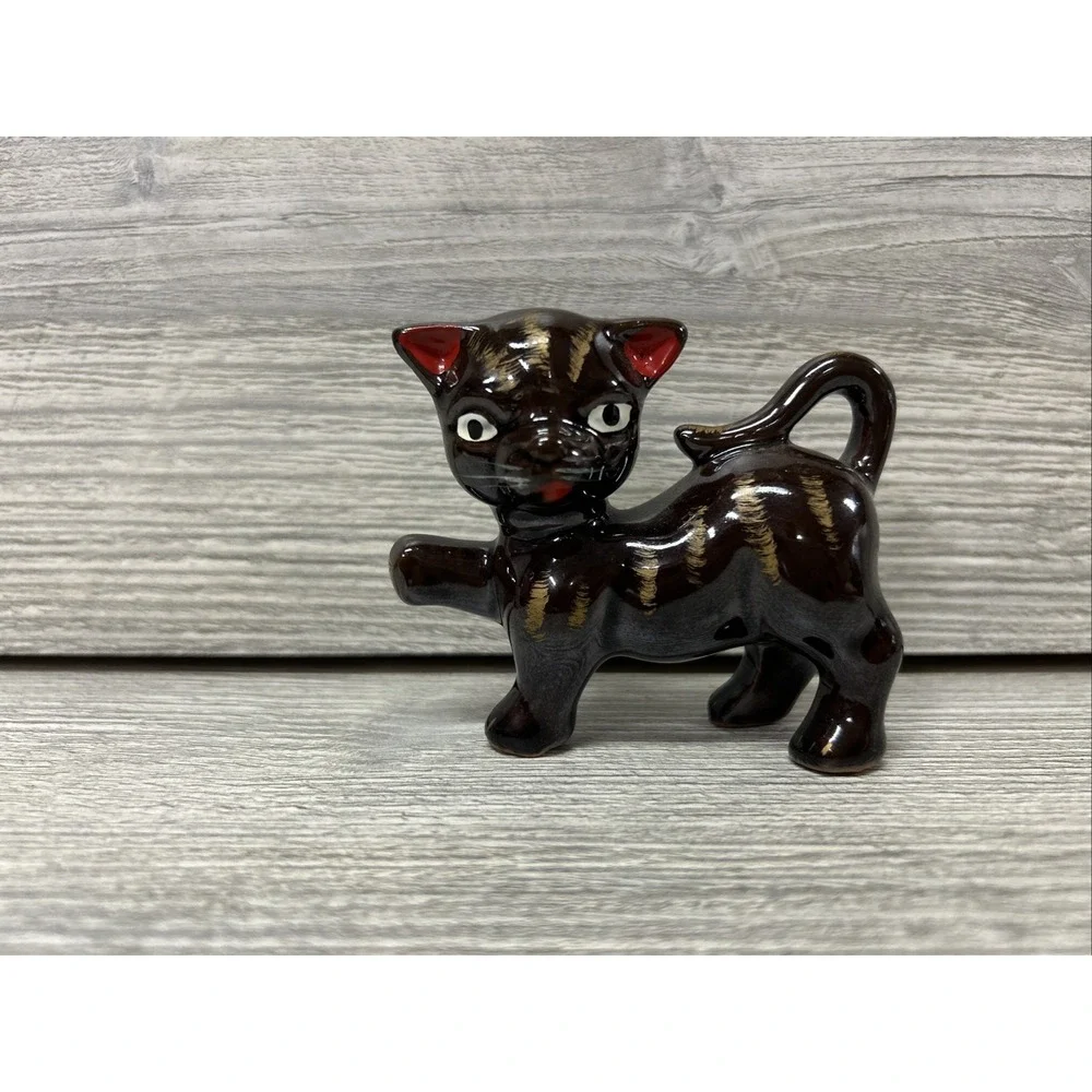 Vintage Brown Cat Porcelain Ceramic Decor‎ D1